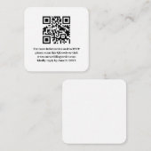 エレガントモダンシンプル白結婚のQRコードRSVP エンクロージャーカード (正面/裏面)