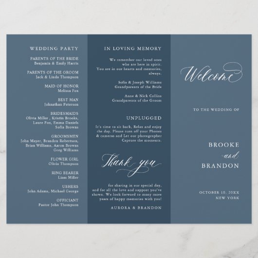 エレガントモダンシンプル結婚式 プログラム (正面)