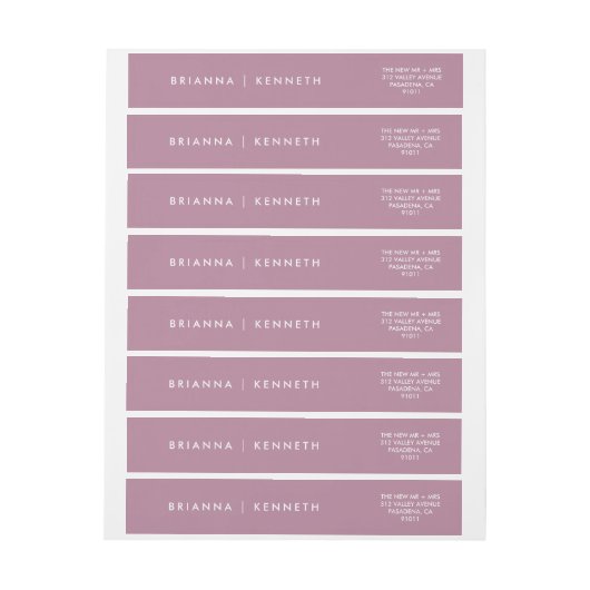 エレガントモダンシンプル結婚Mauveの ラップアラウンドラベル (シート)