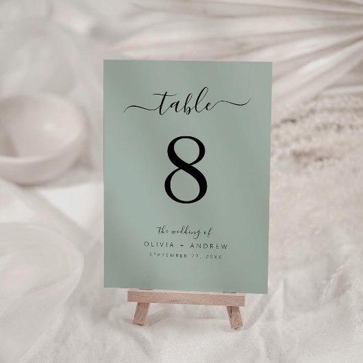 エレガントモダンシンプル薄い緑の色結婚の テーブルナンバー