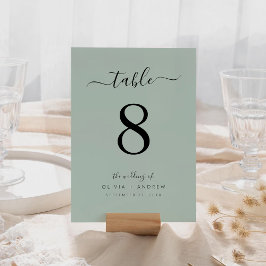 エレガントモダンシンプル薄い緑の色結婚の テーブルナンバー