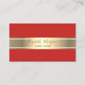 エレガントモダンシンプル金ゴールドストライプ,赤 名刺 (正面)