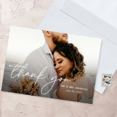 エレガントモダンシンプル2枚の写真結婚s サンキューカード