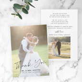 エレガントモダンシンプル2枚の写真結婚s サンキューカード