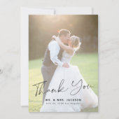 エレガントモダンシンプル2枚の写真結婚s サンキューカード (正面)