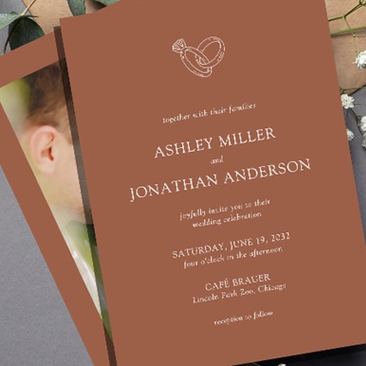 エレガントモダンシンプルElements結婚の写真 招待状