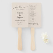 エレガントモダンシンプルScript結婚式 プログラム ハンドファン (正面&裏面)