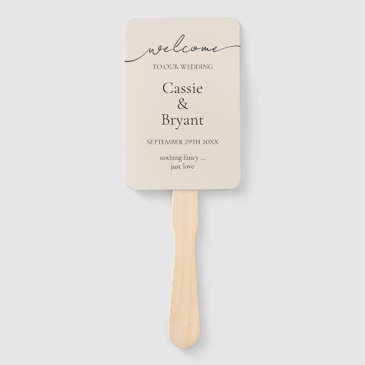 エレガントモダンシンプルScript結婚式 プログラム ハンドファン (正面)