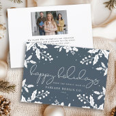 エレガントモダンスクリプトミストルー写真ロゴハッピー  シーズンカード