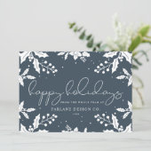 エレガントモダンスクリプトミストルー写真ロゴハッピー  シーズンカード (スタンド正面)