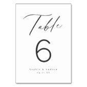 エレガントモダンスクリプト結婚ミニマリスト テーブルナンバー (正面)
