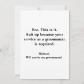 エレガントモダンスクリプトtuxedo groomsman提案 招待状 (裏面)