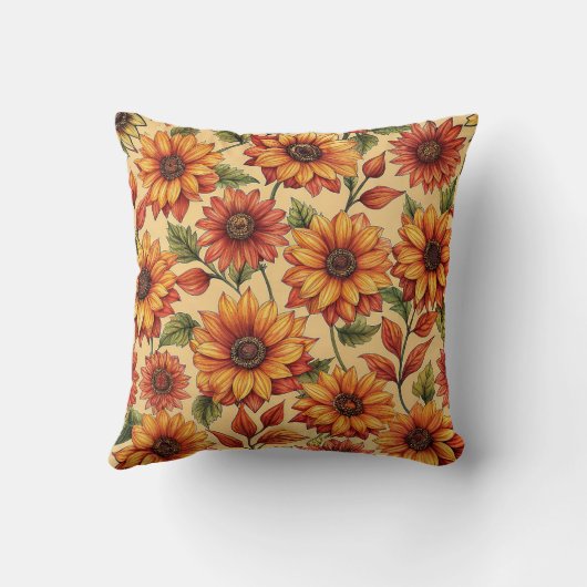 エレガントモダンスタイリッシュカラフルひまわり クッション (裏面)