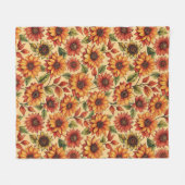 エレガントモダンスタイリッシュカラフルひまわり フリースブランケット (正面(横))