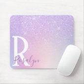 エレガントモダンスタイリッシュガーリー紫グラデーショングリッター マウスパッド (マウス)