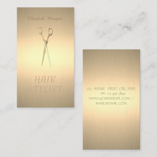 エレガントモダンスタイリッシュシンプルフェイク金ゴールド 名刺 (正面/裏面)