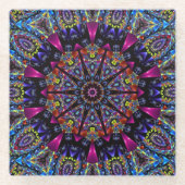 エレガントモダンスタイリッシュ万華鏡のように千変万化するパターン ガラスコースター (正面)