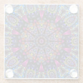 エレガントモダンスタイリッシュ万華鏡のように千変万化するパターン ガラスコースター (裏面)