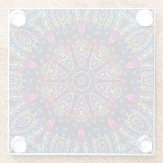 エレガントモダンスタイリッシュ万華鏡のように千変万化するパターン ガラスコースター (裏面)