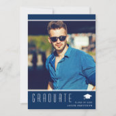 エレガントモダンスタイリッシュ写真青 案内状 (正面)