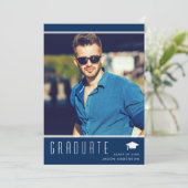 エレガントモダンスタイリッシュ写真青 案内状 (スタンド正面)