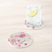 エレガントモダンスタイリッシュ国ピンクバタフライ コースター (側面)