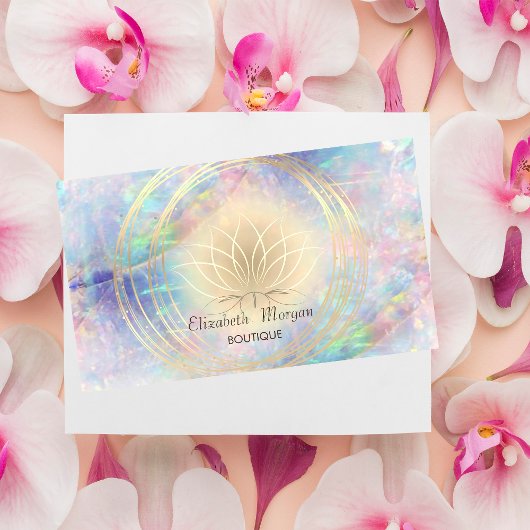 エレガントモダンスタイリッシュ金ゴールド円Lotus Opal 名刺