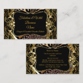 エレガントモダンスタイリッシュ金ゴールド黒野生動物 名刺 (正面/裏面)