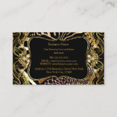 エレガントモダンスタイリッシュ金ゴールド黒野生動物 名刺 (裏面)