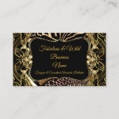 エレガントモダンスタイリッシュ金ゴールド黒野生動物 名刺 (正面)