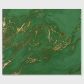 エレガントモダンスタイリッシュ金ゴールド・グリーン大理石ルック ラッピングペーパー (フラット)