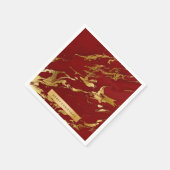 エレガントモダンスタイリッシュ金ゴールド・赤大理石 スタンダードカクテルナプキン (角)