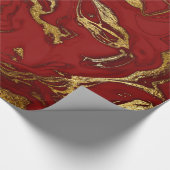 エレガントモダンスタイリッシュ金ゴールド・赤大理石 ラッピングペーパー (角)