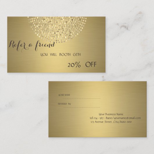 エレガントモダンスタイリッシュ,金ゴールドドット紹介カード 紹介カード (正面/裏面)