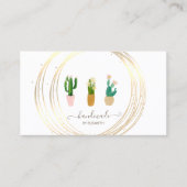 エレガントモダンスタイリッシュ,金ゴールド円サボテン植物 名刺 (正面)