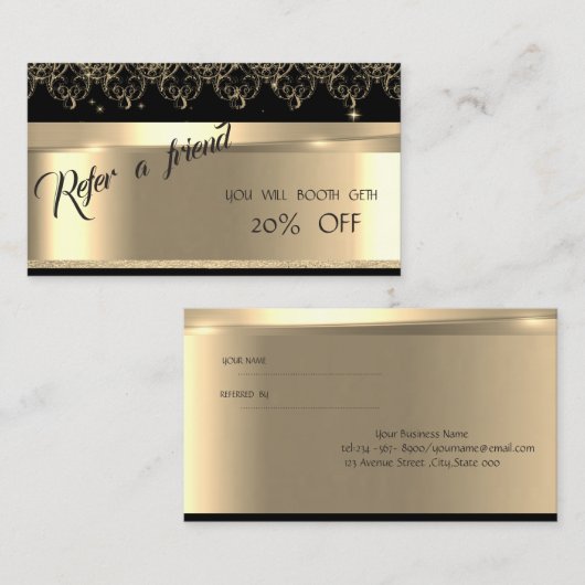 エレガントモダンスタイリッシュLuxury Referral Card 紹介カード (正面/裏面)