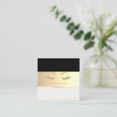 エレガントモダンストライプのグリッターフェイクー スクエア名刺 (スタンド正面)