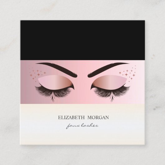 エレガントモダンストライププロフェッショナルフェイクー スクエア名刺 (正面)