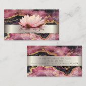 エレガントモダンストライプロータスバーガンディーマーブル 名刺 (正面/裏面)