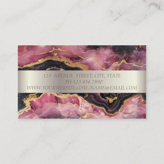 エレガントモダンストライプロータスバーガンディーマーブル 名刺 (裏面)