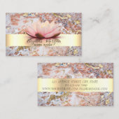 エレガントモダンストライプロータスマーブル金ゴールド 名刺 (正面/裏面)