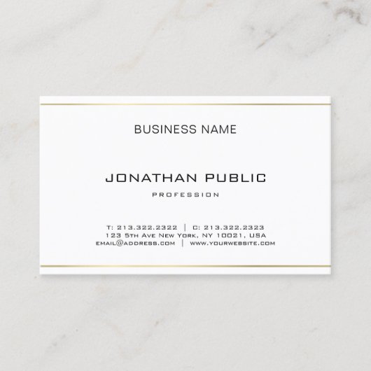 エレガントモダンストライプ金ゴールドシンプルプロフェッショナル 名刺 (正面)