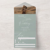 エレガントモダンセージ結婚グリーン オールインワン招待状 (内側)