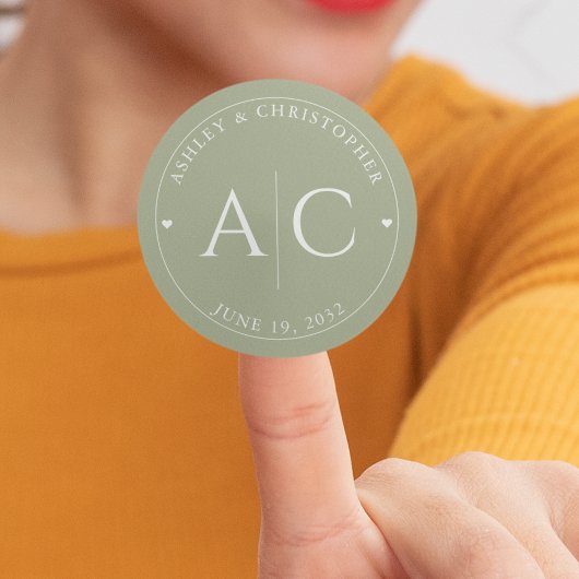 エレガントモダンセージ結婚グリーン ラウンドシール