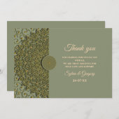 エレガントモダンセージ緑と金ゴールドクラシックマンダラT サンキューカード (正面/裏面)