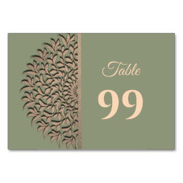 エレガントモダンセージ緑と金ゴールドクラシックマンダラT テーブルナンバー
