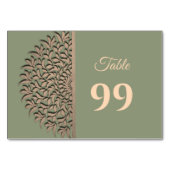 エレガントモダンセージ緑と金ゴールドクラシックマンダラT テーブルナンバー (正面)