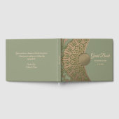 エレガントモダンセージ緑と金ゴールドクラシック曼荼羅 ゲストブック (全面)