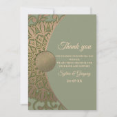エレガントモダンセージ緑と金ゴールドクラシック曼荼羅 サンキューカード (正面)
