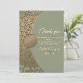 エレガントモダンセージ緑と金ゴールドクラシック曼荼羅 サンキューカード (スタンド正面)